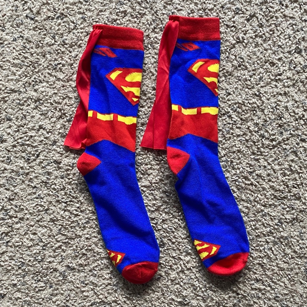 Superman Themed Blue and Red Socks for Women